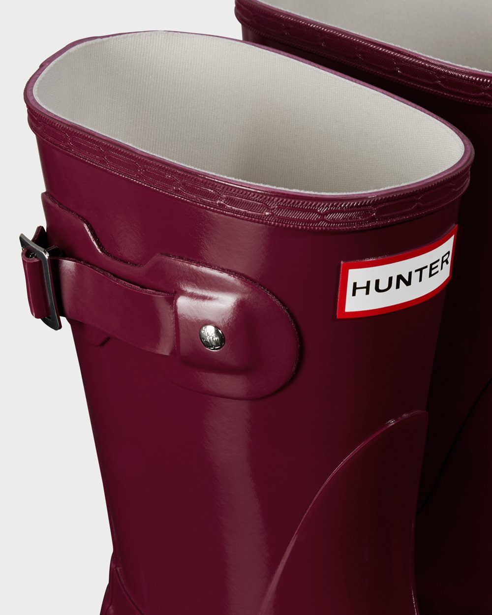 Bottes Courtes de Pluie Hunter Original Gloss Femme Bordeaux/Rouge EKYOMQL-82